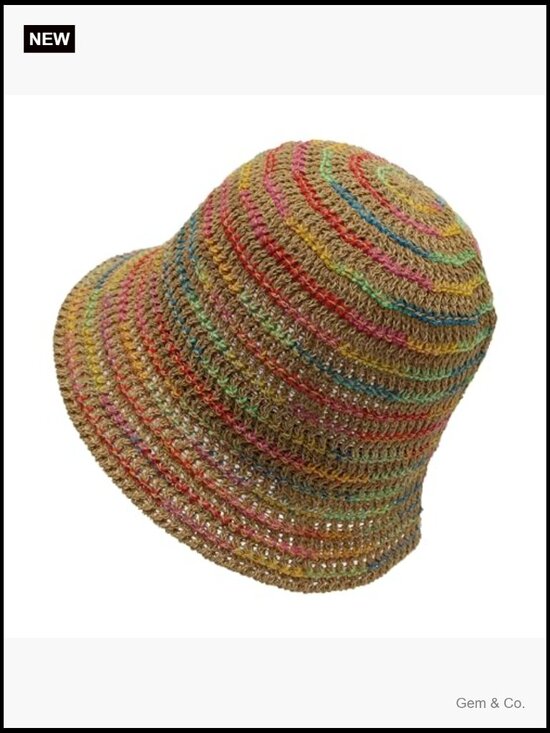 Women\'s Knitted Straw Bucket Hat - Packable Travel Sun Hat Beach Hat